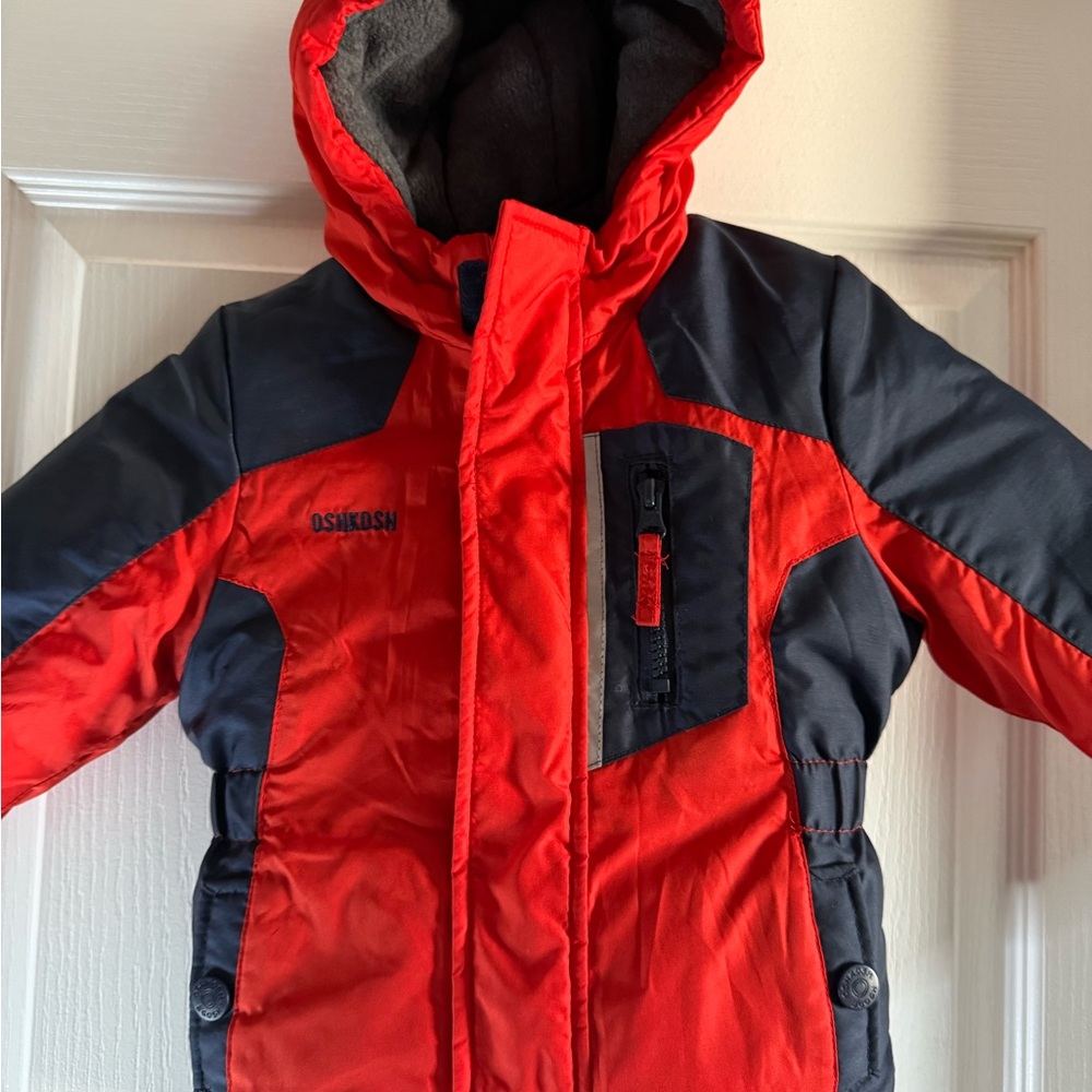 OshKosh B'gosh Kids Red and Blue lined Puffer Jacket Sz 12 Months